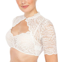 Trendy dirndl blouse with lace & heart neckline for women – Alina
