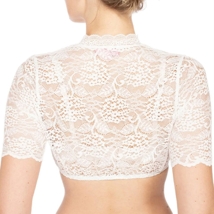 Trendy dirndl blouse with lace & heart neckline for women – Alina