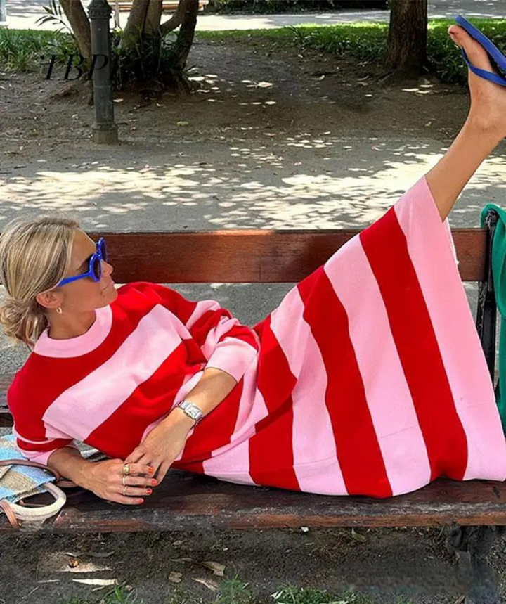 Airy Striped Summer Dress with Loose Fit – Malou