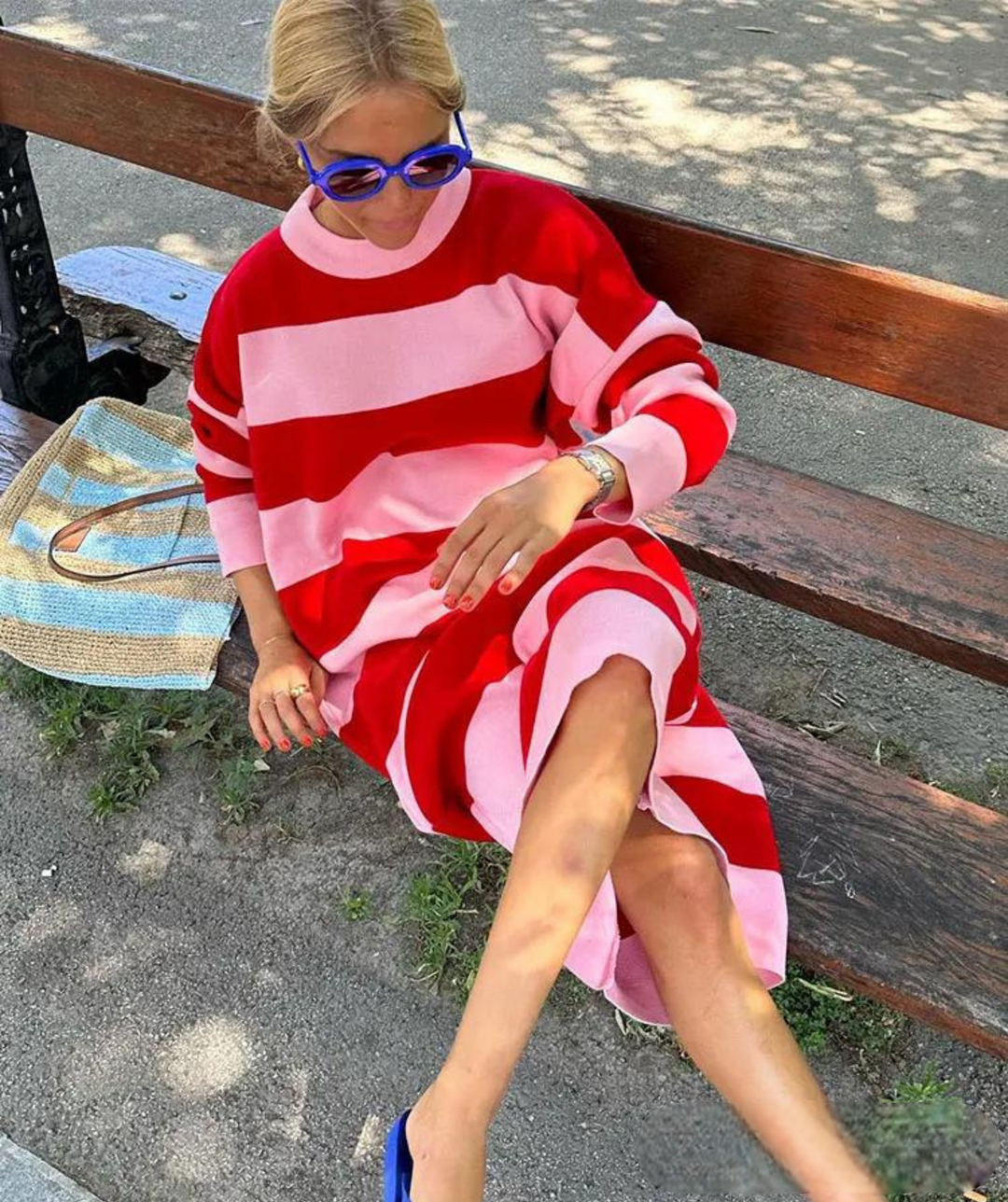 Airy Striped Summer Dress with Loose Fit – Malou