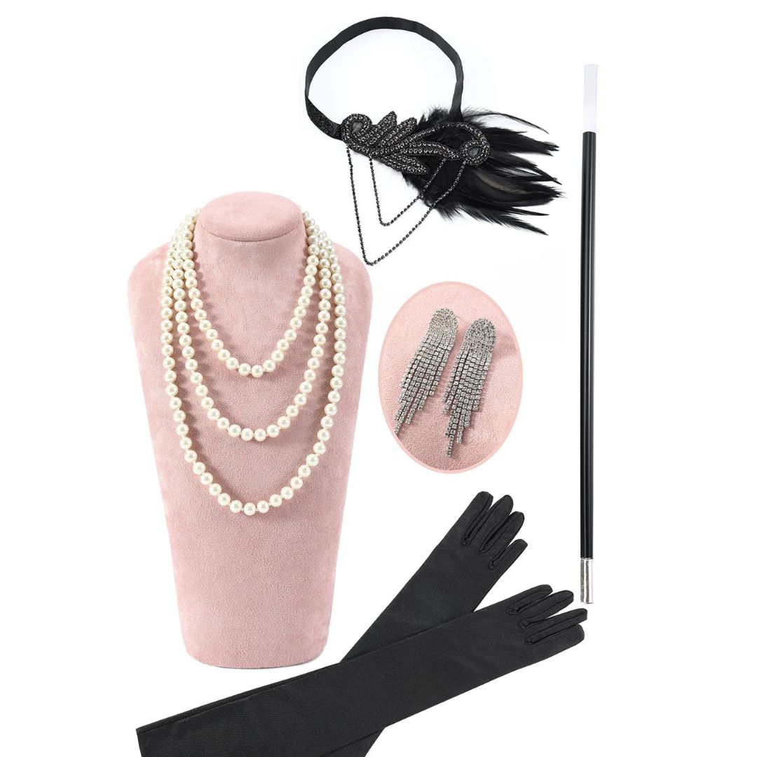 Sammy Jackson™ Zwarte Jaren '20 Accessoire Set
