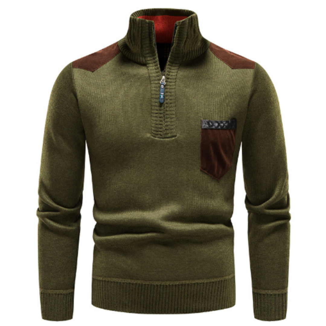 Heren trui met edge-zipper-hals en lange mouwen – Cedric