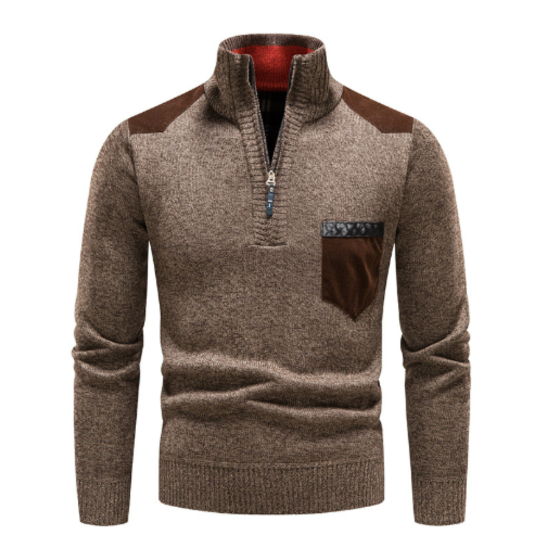 Heren trui met edge-zipper-hals en lange mouwen – Cedric