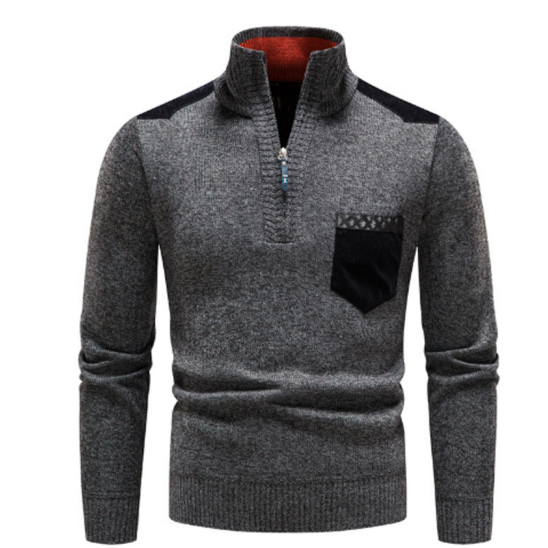 Heren trui met edge-zipper-hals en lange mouwen – Cedric