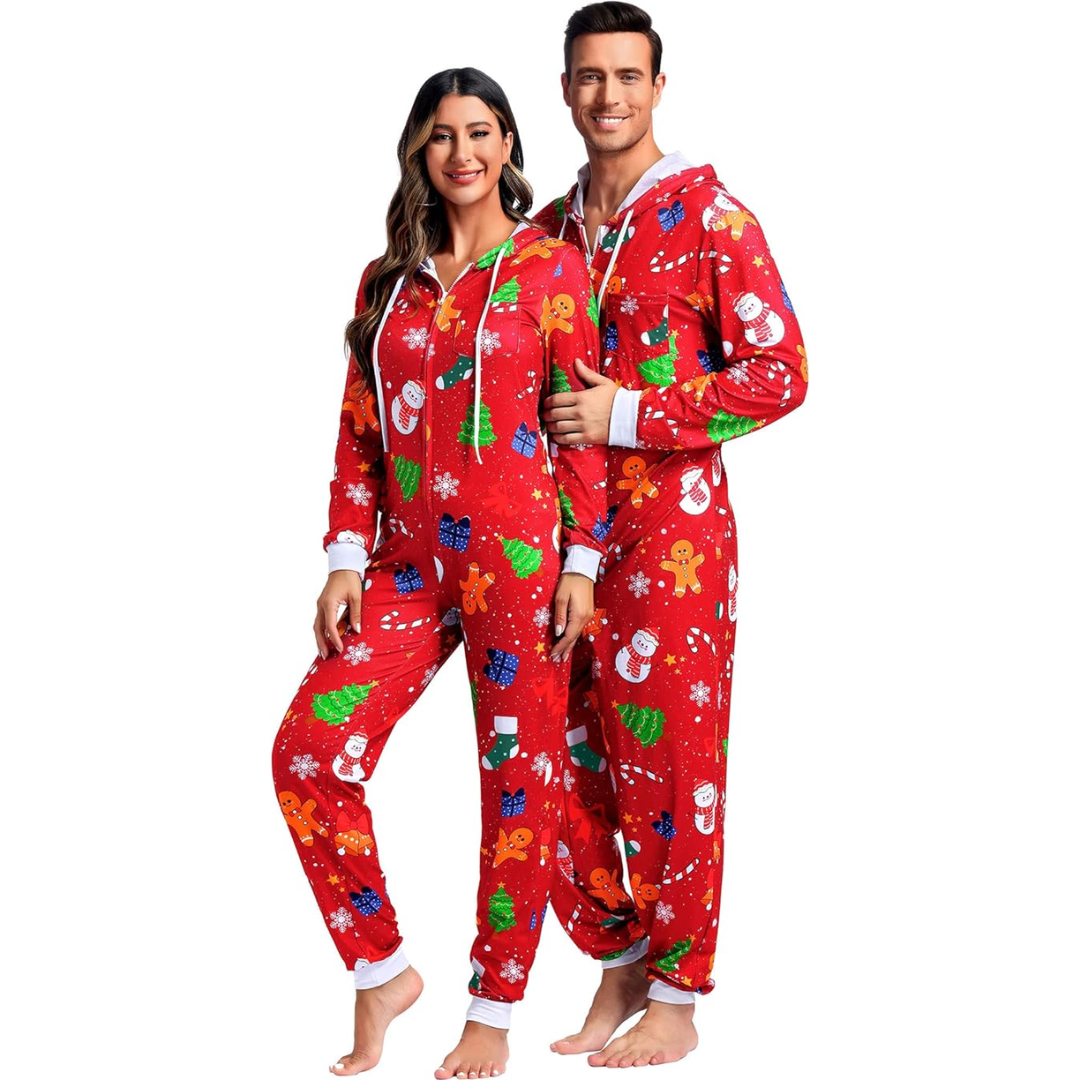 Comfortabele Koppel Kerst Matching Onesie Pyjama's - SnuggleDuo