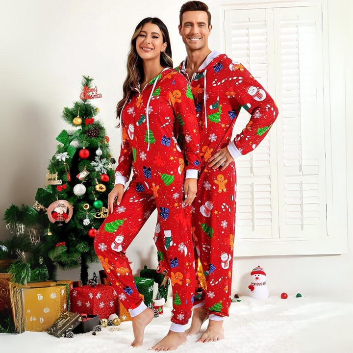 Comfortabele Koppel Kerst Matching Onesie Pyjama's - SnuggleDuo