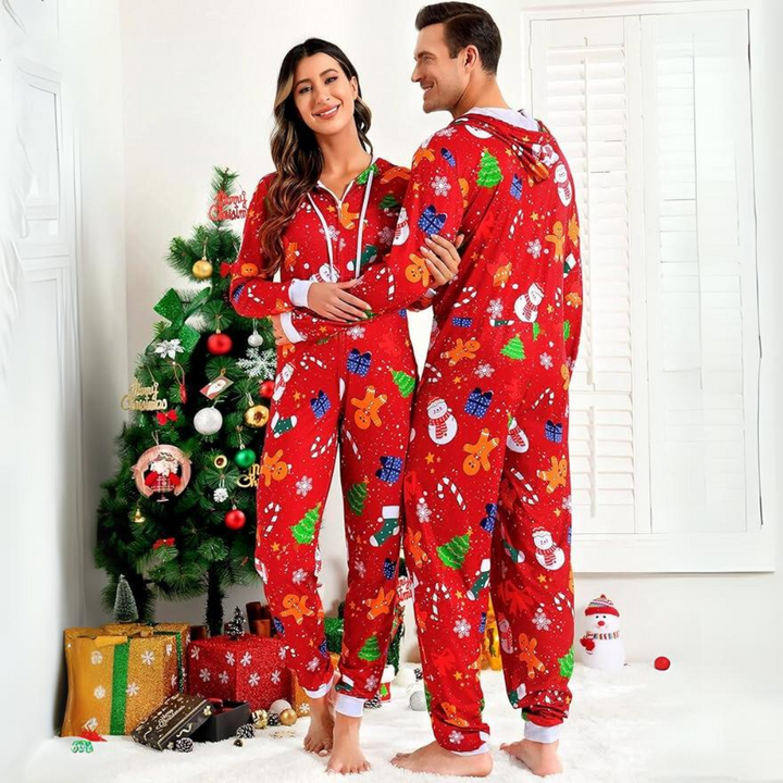 Comfortabele Koppel Kerst Matching Onesie Pyjama's - SnuggleDuo