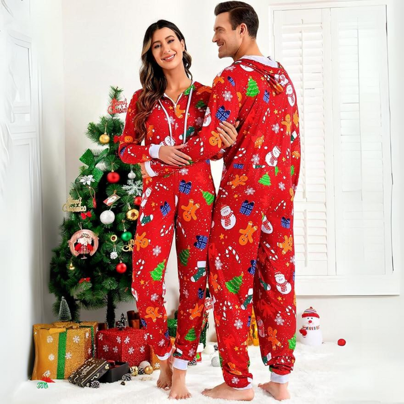 Comfortabele Koppel Kerst Matching Onesie Pyjama's - SnuggleDuo
