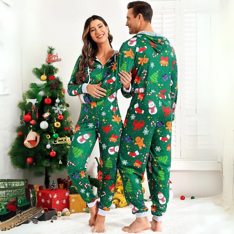 Comfortabele Koppel Kerst Matching Onesie Pyjama's - SnuggleDuo