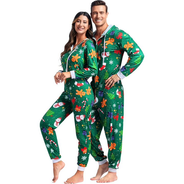 Comfortabele Koppel Kerst Matching Onesie Pyjama's - SnuggleDuo