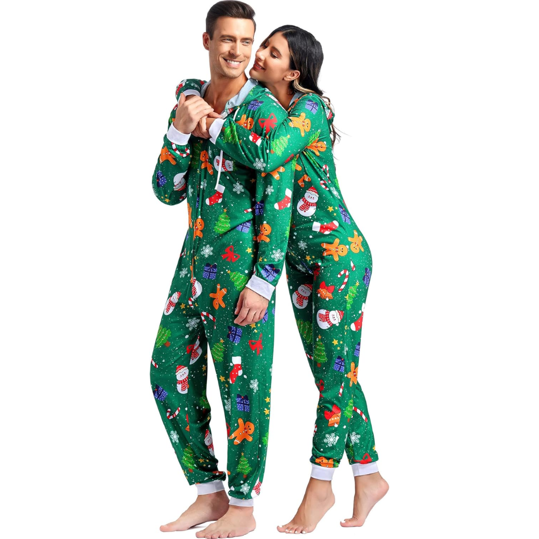 Comfortabele Koppel Kerst Matching Onesie Pyjama's - SnuggleDuo