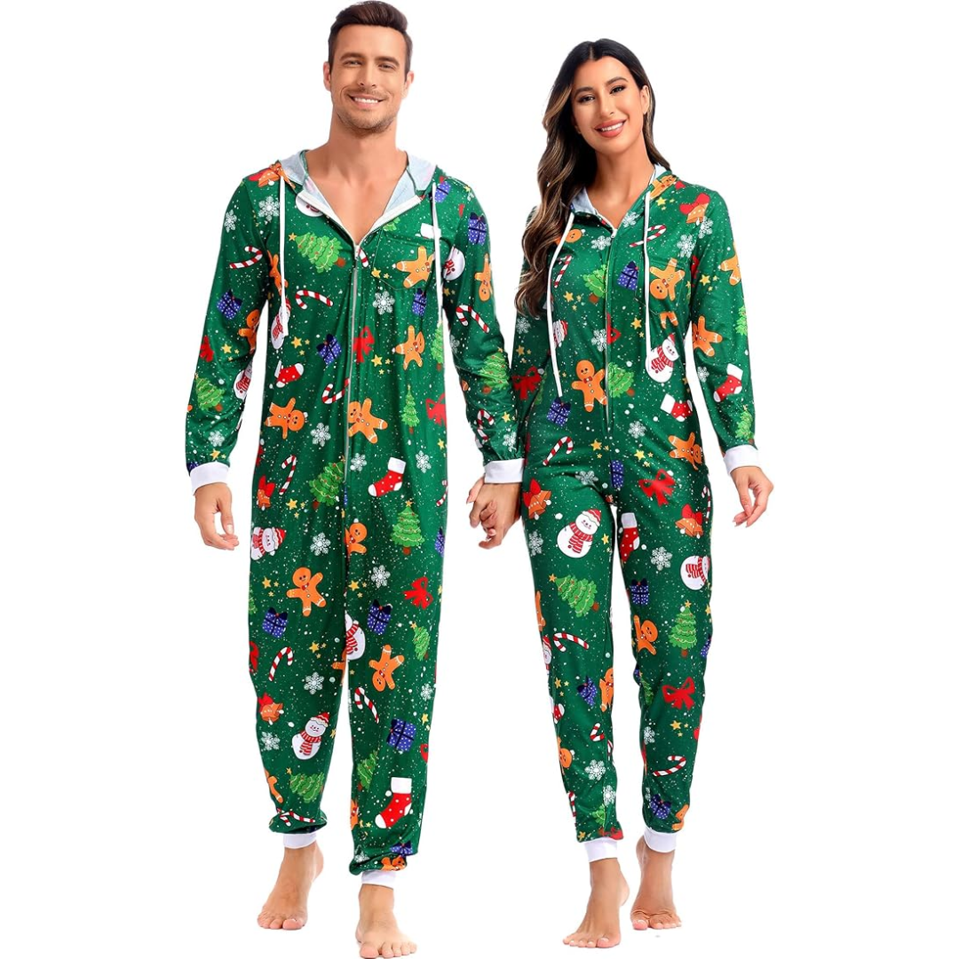 Comfortabele Koppel Kerst Matching Onesie Pyjama's - SnuggleDuo