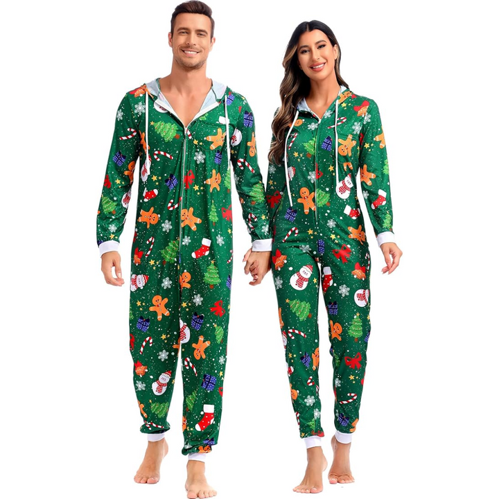 Comfortabele Koppel Kerst Matching Onesie Pyjama's - SnuggleDuo