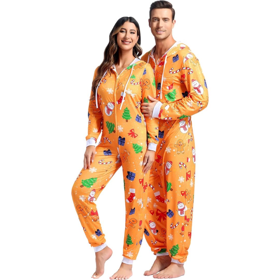 Comfortabele Koppel Kerst Matching Onesie Pyjama's - SnuggleDuo