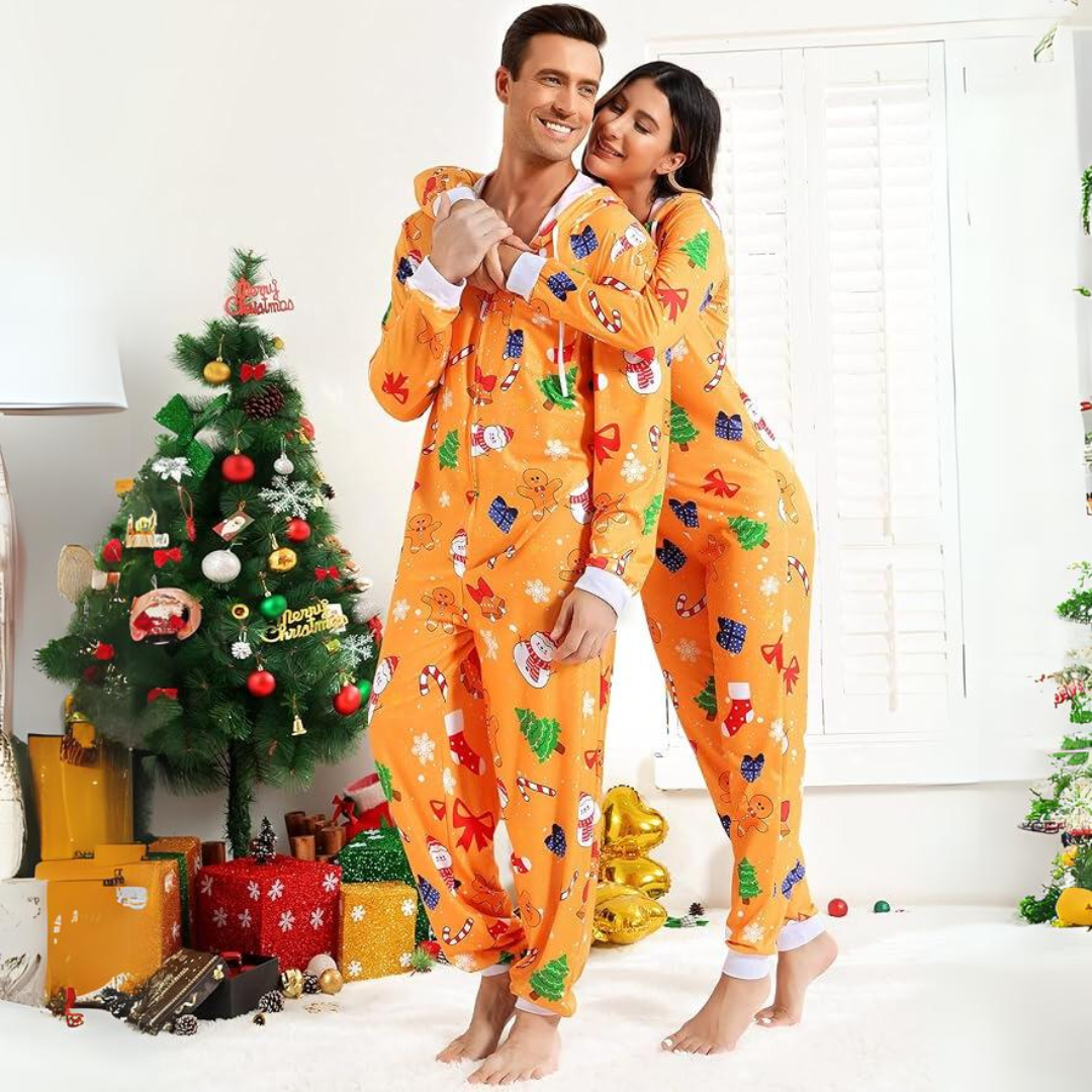 Comfortabele Koppel Kerst Matching Onesie Pyjama's - SnuggleDuo