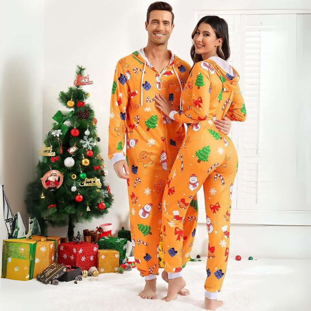Comfortabele Koppel Kerst Matching Onesie Pyjama's - SnuggleDuo