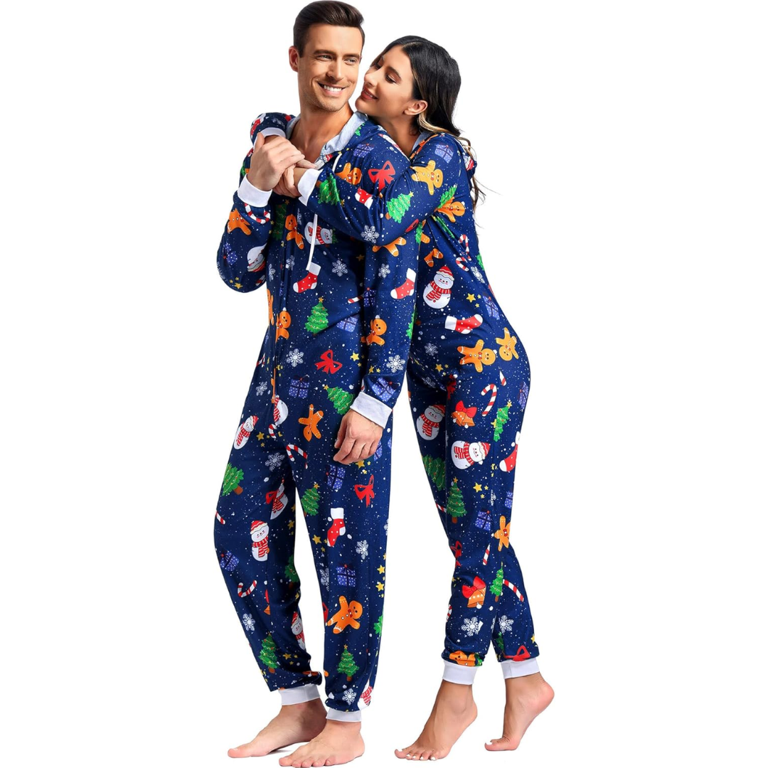 Comfortabele Koppel Kerst Matching Onesie Pyjama's - SnuggleDuo