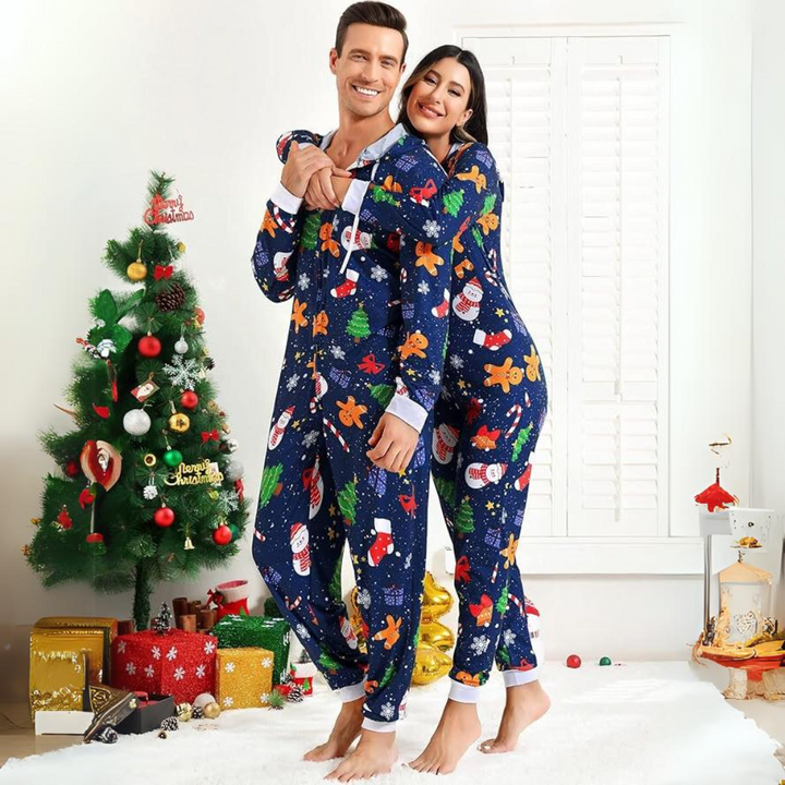 Comfortabele Koppel Kerst Matching Onesie Pyjama's - SnuggleDuo