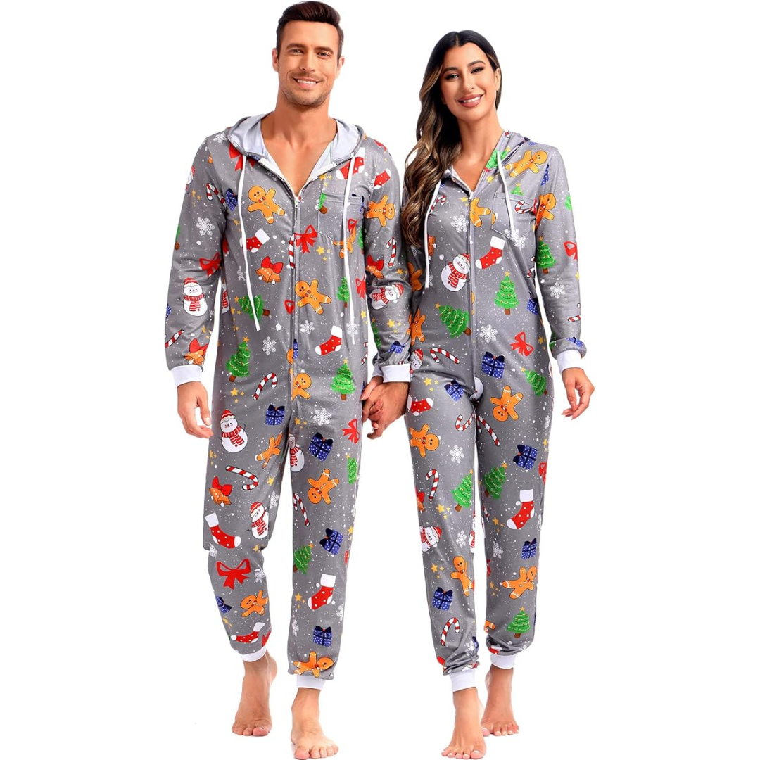 Comfortabele Koppel Kerst Matching Onesie Pyjama's - SnuggleDuo