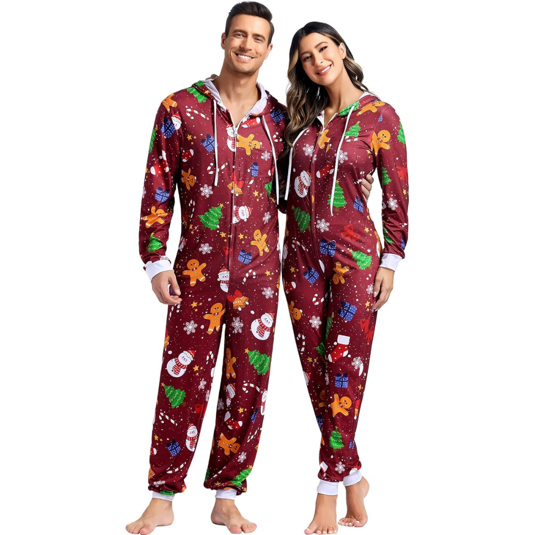 Comfortabele Koppel Kerst Matching Onesie Pyjama's - SnuggleDuo