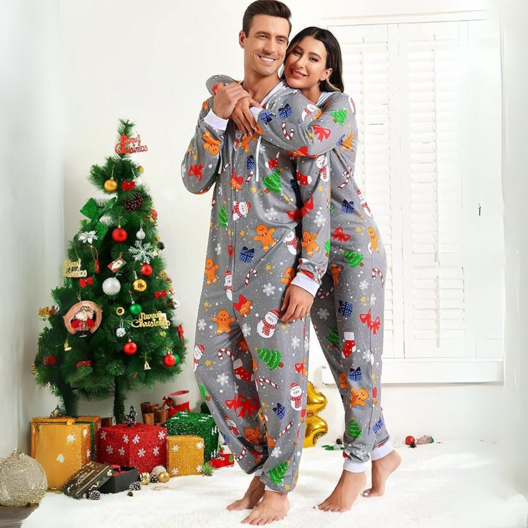 Comfortabele Koppel Kerst Matching Onesie Pyjama's - SnuggleDuo