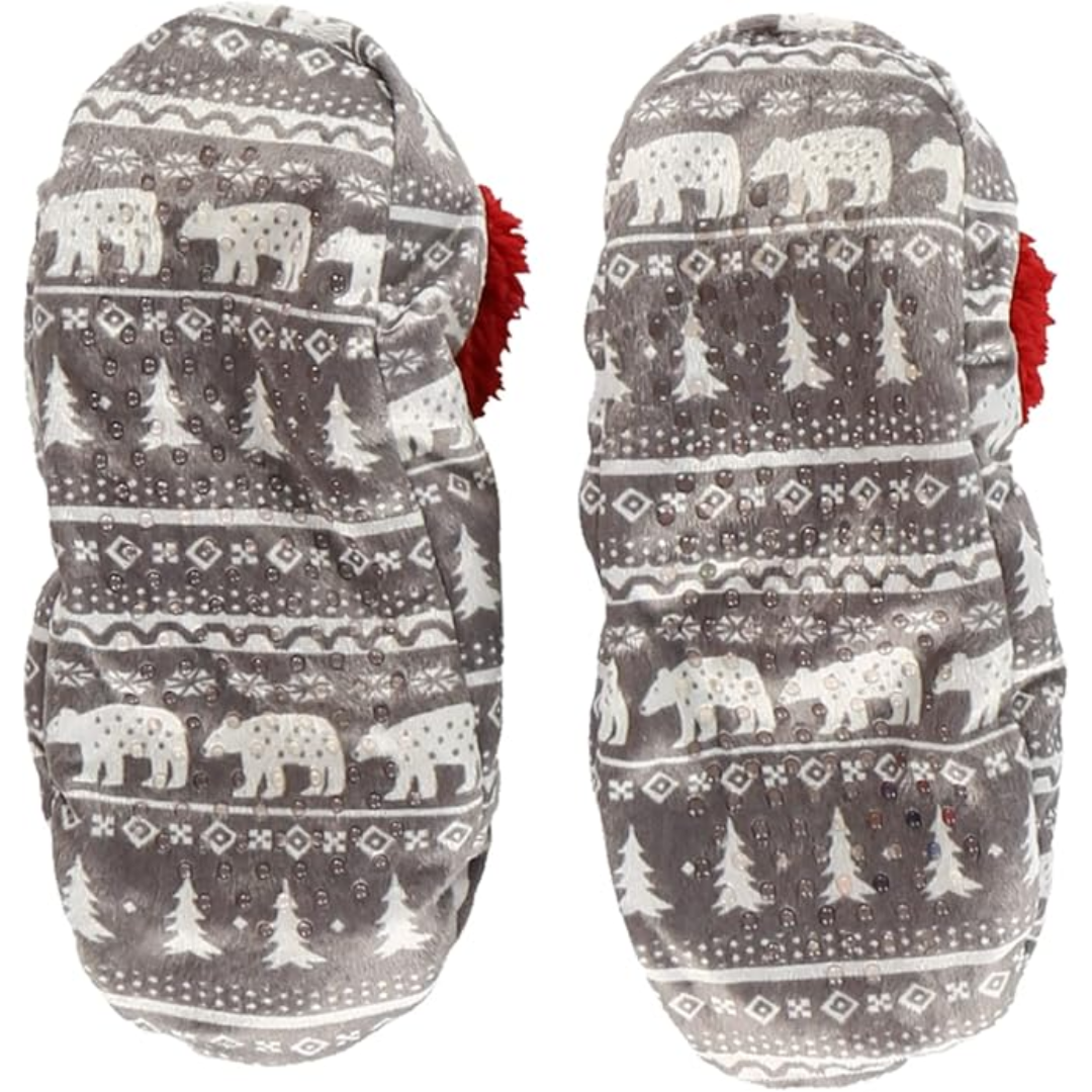 Women’s Fleece Christmas Slipper Socks - HollyWarm