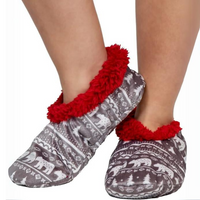 Women’s Fleece Christmas Slipper Socks - HollyWarm