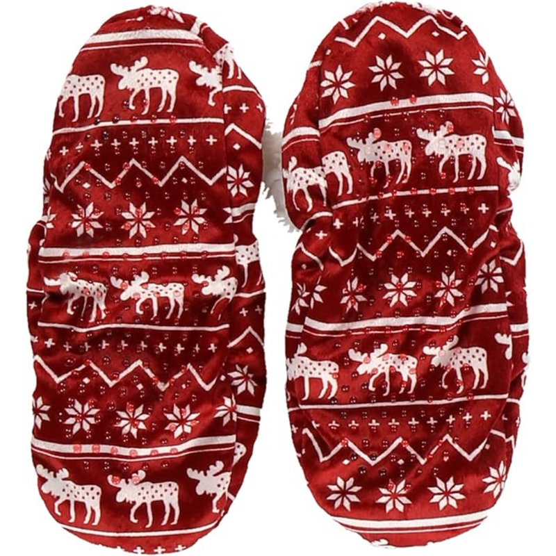 Women’s Fleece Christmas Slipper Socks - HollyWarm