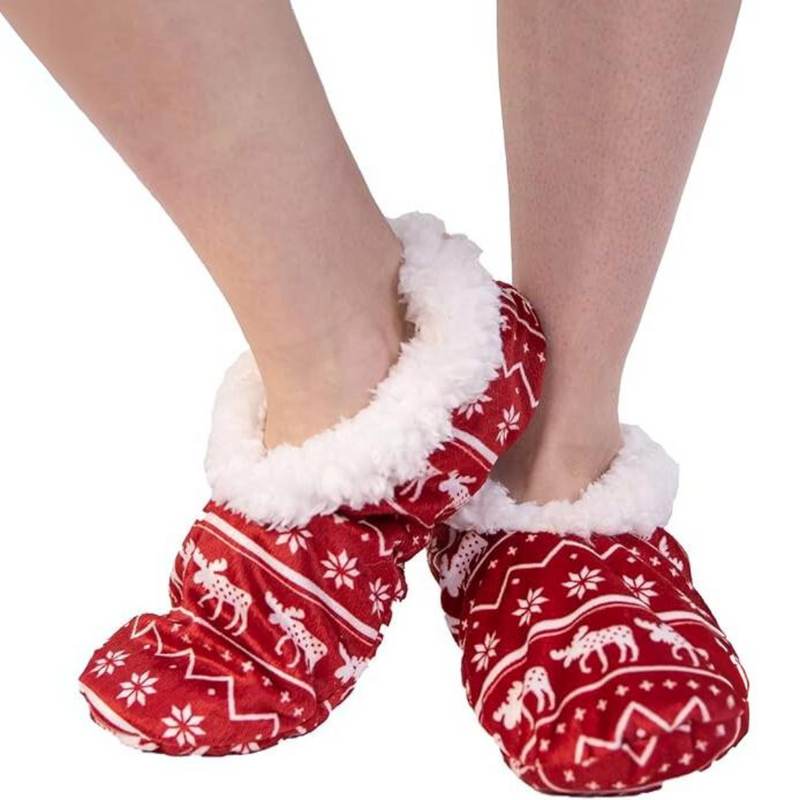 Women’s Fleece Christmas Slipper Socks - HollyWarm