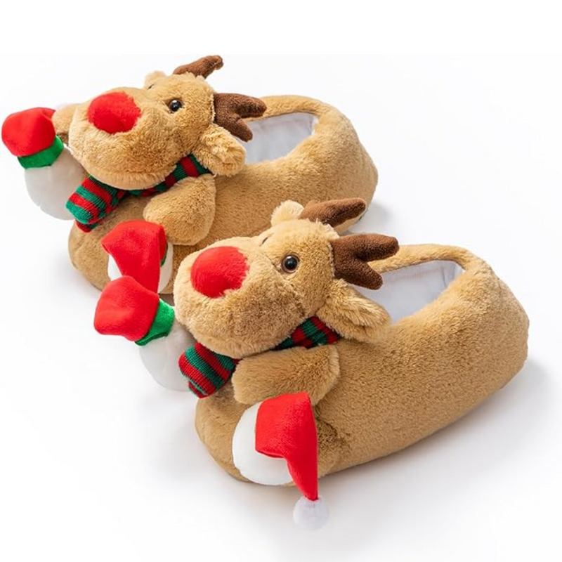 Warm Christmas Reindeer Slippers - Rudolf