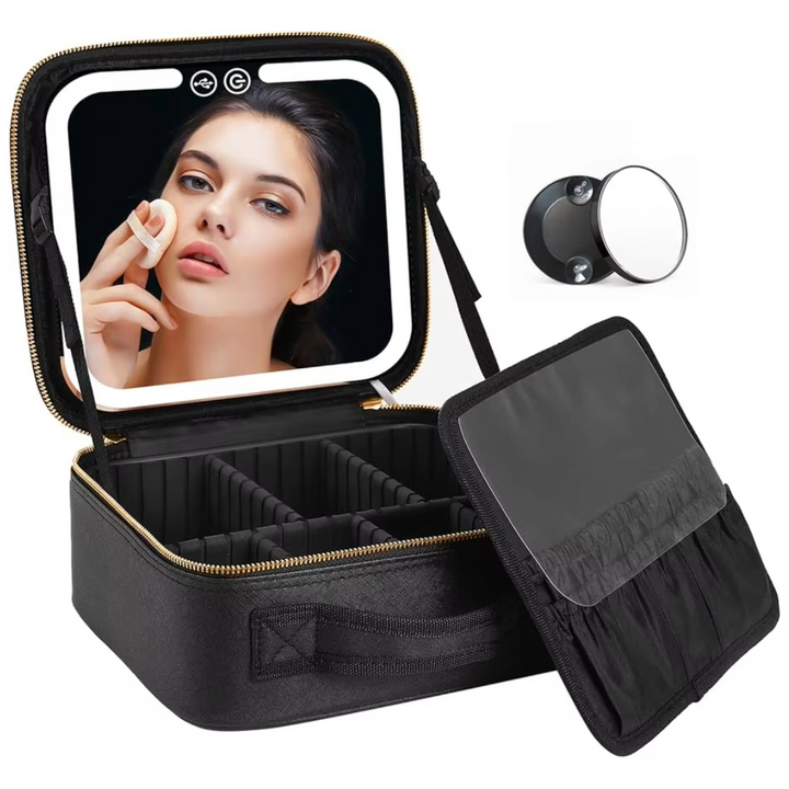 Travel Makeup Organizer with LED Mirror