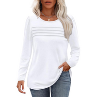 Trendy Pleated Long Sleeve Tunic Top - Sarah