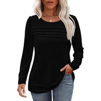 Trendy Pleated Long Sleeve Tunic Top - Sarah