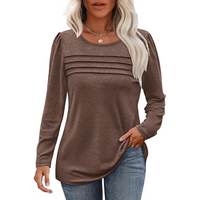 Trendy Pleated Long Sleeve Tunic Top - Sarah