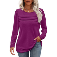 Trendy Pleated Long Sleeve Tunic Top - Sarah