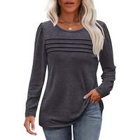 Trendy Pleated Long Sleeve Tunic Top - Sarah