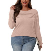 Trendy Pleated Long Sleeve Tunic Top - Sarah