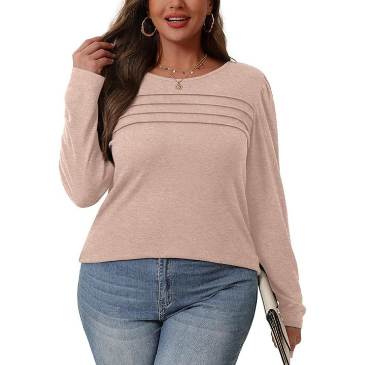 Trendy Pleated Long Sleeve Tunic Top - Sarah