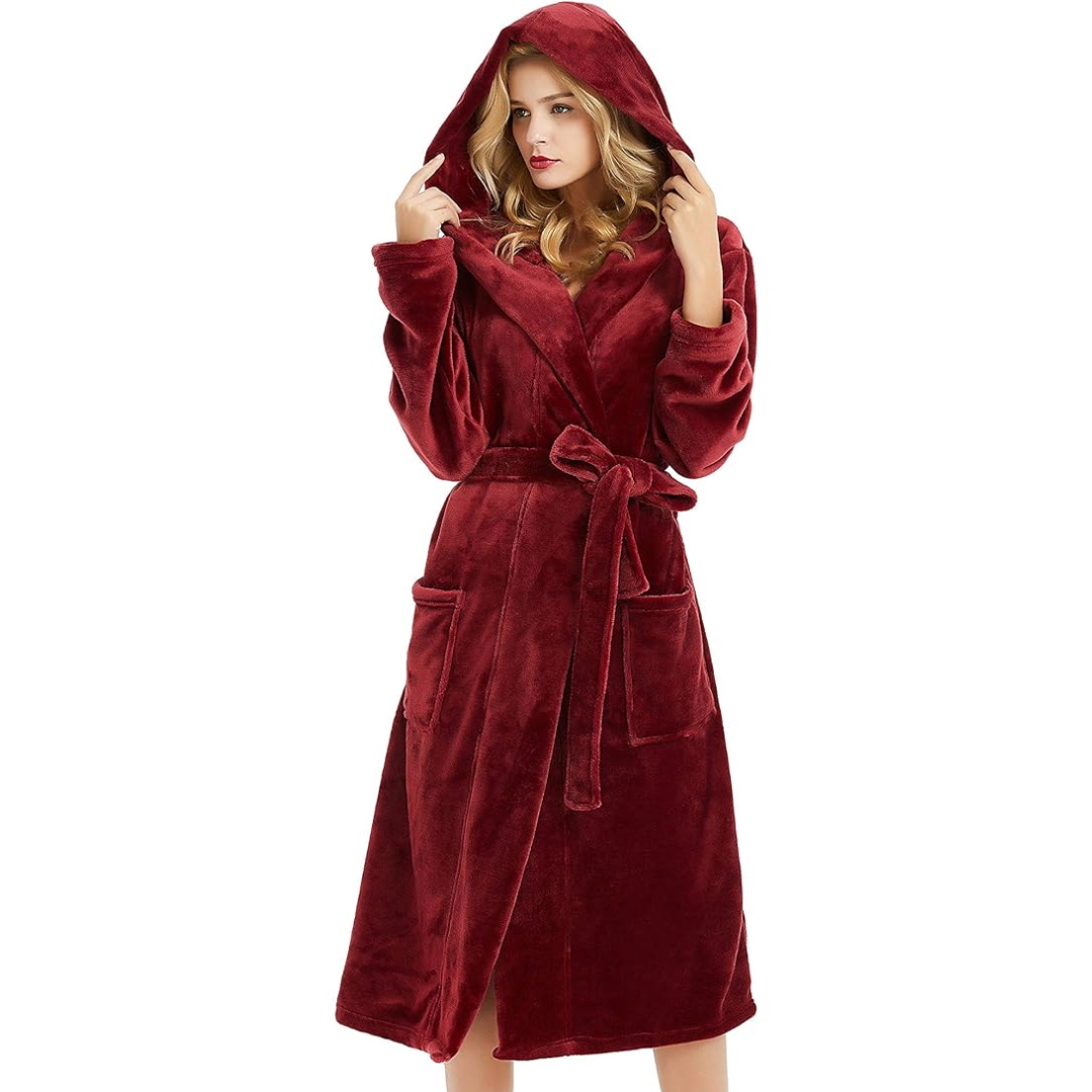 Women's Fleece Bathrobe with Hood – Vivianne