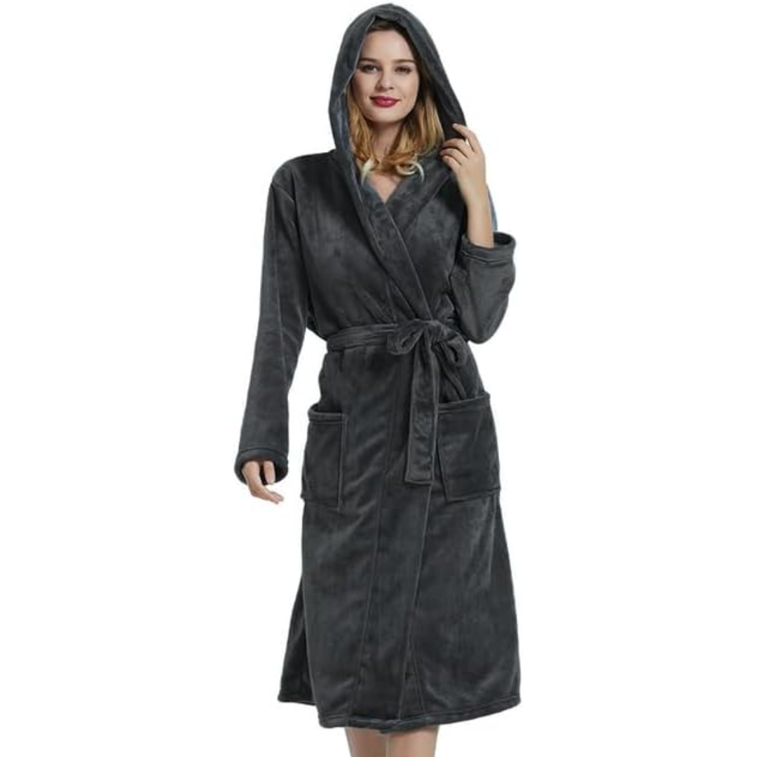 Women's Fleece Bathrobe with Hood – Vivianne