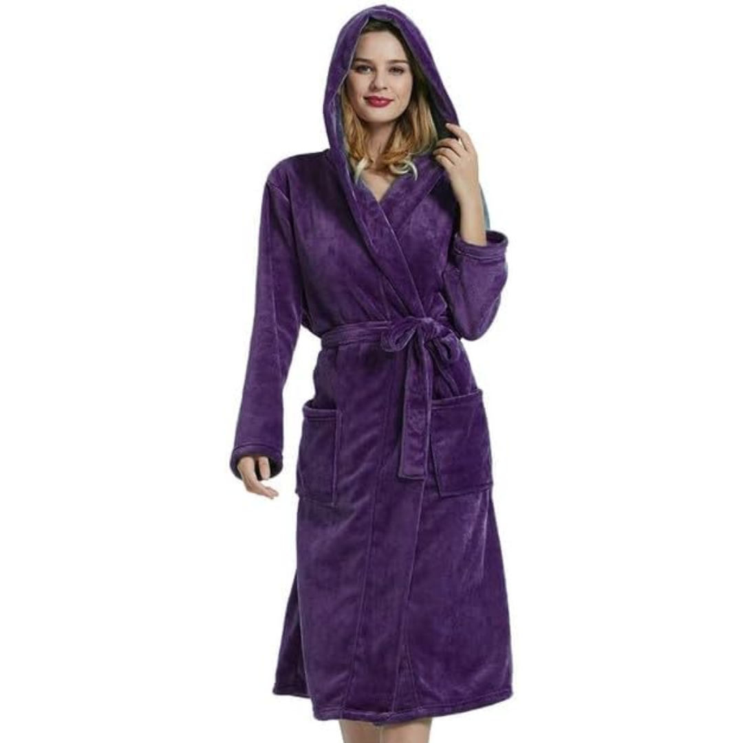 Women's Fleece Bathrobe with Hood – Vivianne