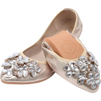 Glittering Rhinestone Ballerina Flats - Yelena