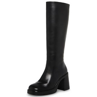 Leather Platform Boots with Block Heel - Ursula