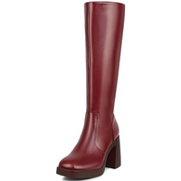 Leather Platform Boots with Block Heel - Ursula
