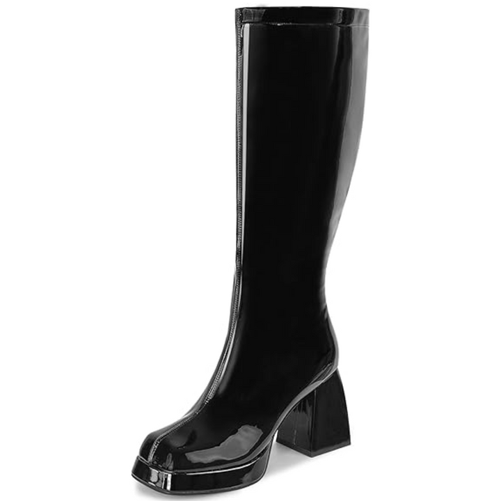 Leather Platform Boots with Block Heel - Ursula