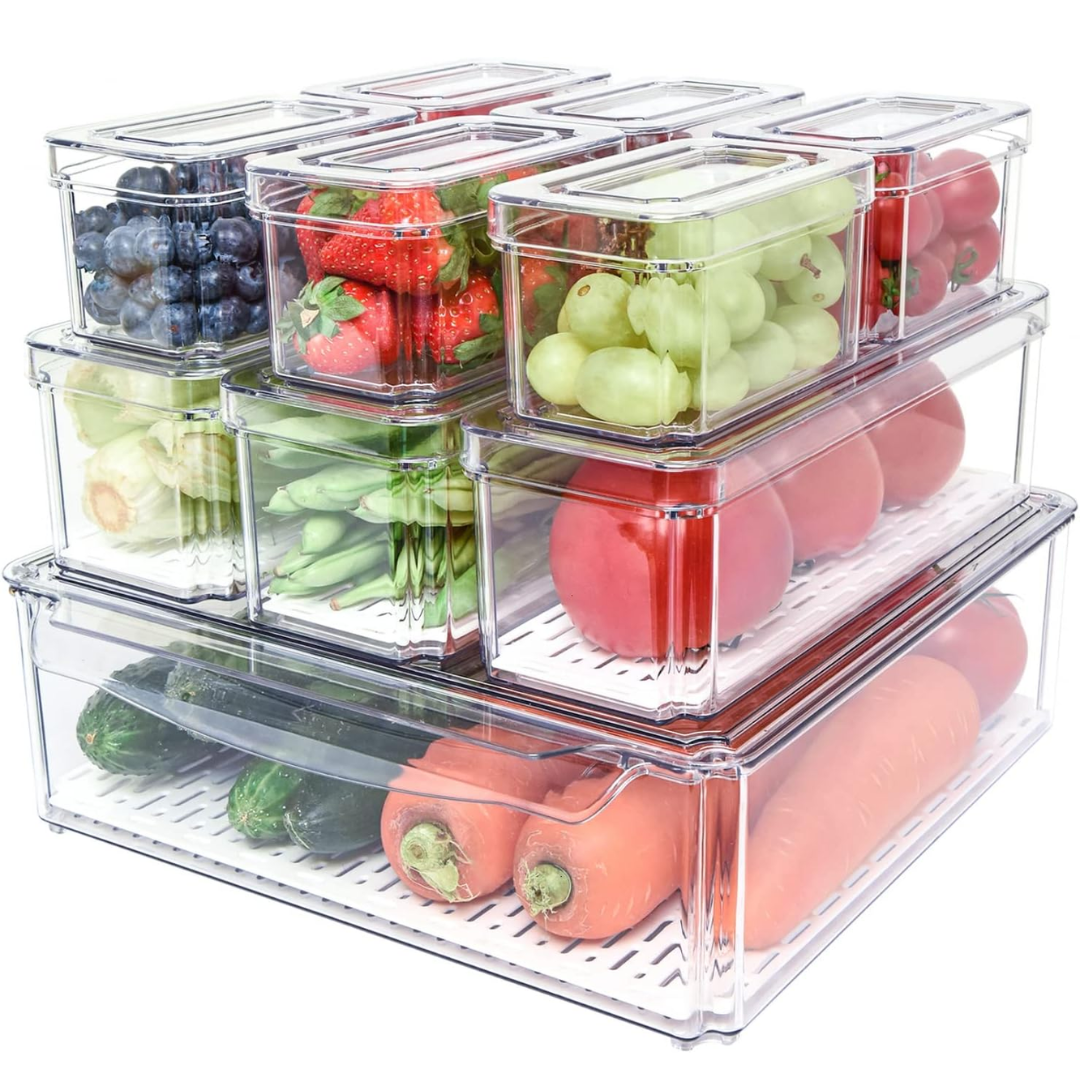Stackable Refrigerator Organizer Set of 10 - FridgeMaster