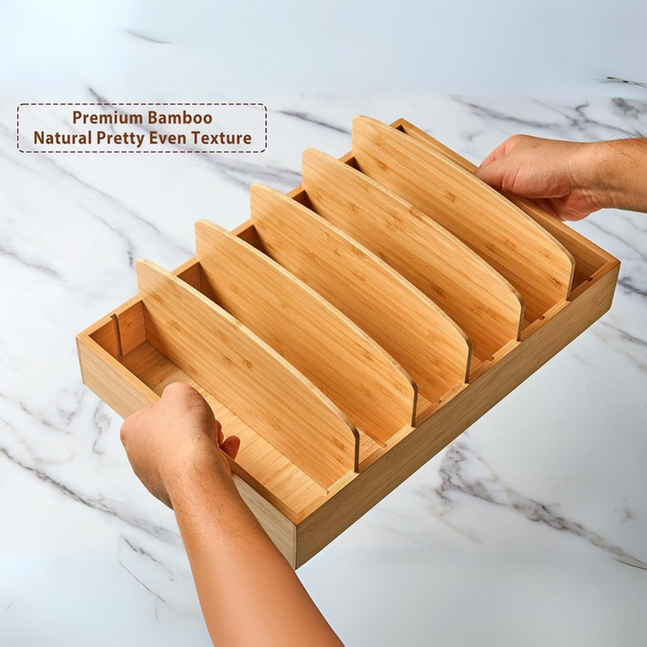 Bamboo Kitchen Organizer for Lid Storage - TopKeeper