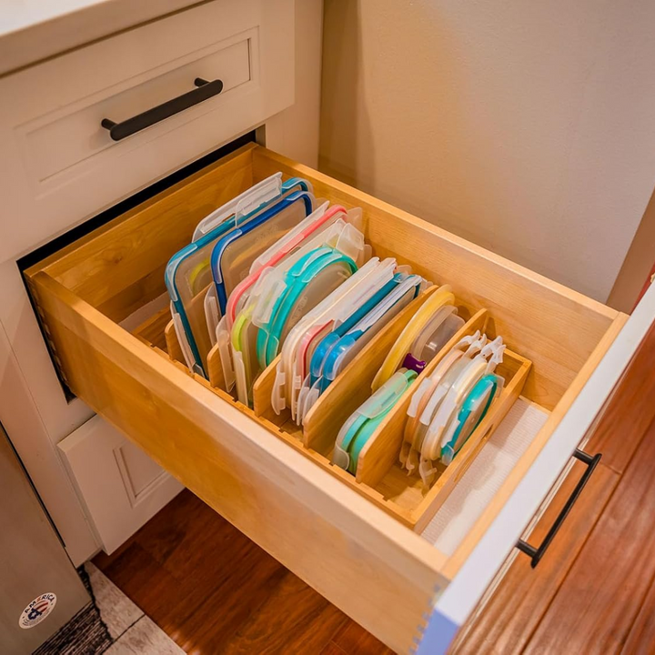 Bamboo Kitchen Organizer for Lid Storage - TopKeeper