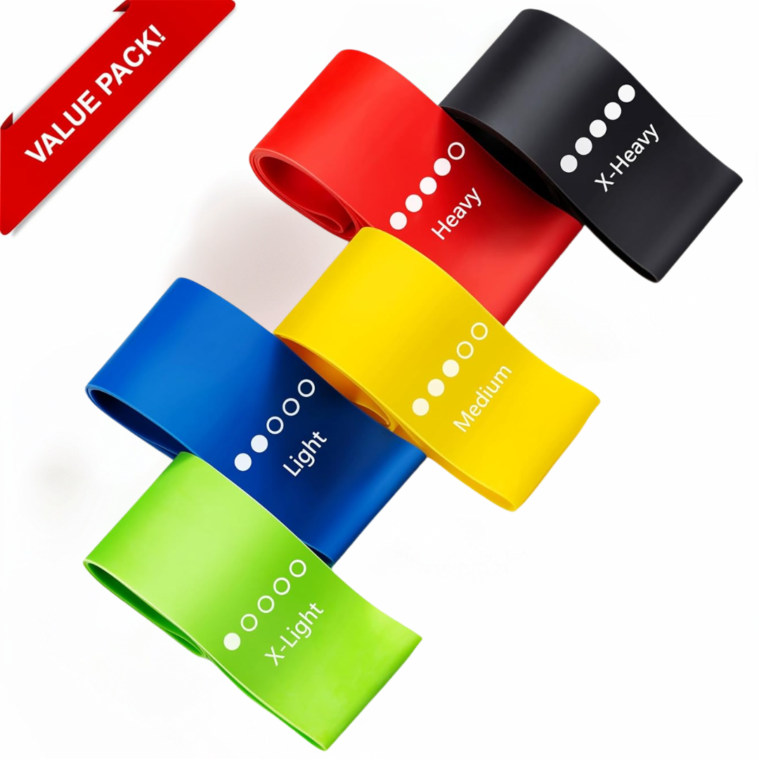 Set of Resistance Bands – 5 Bands with Guide and Storage Bag