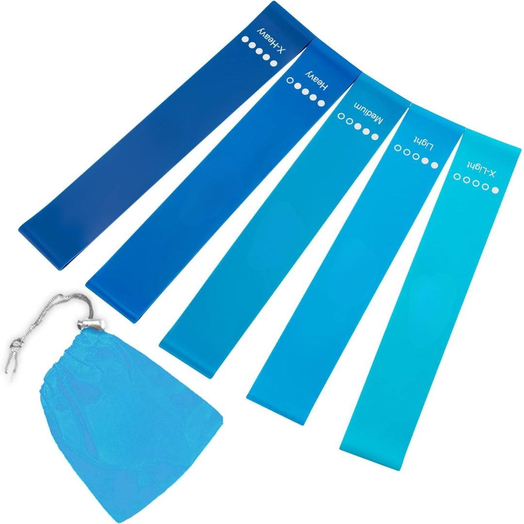 Set of Resistance Bands – 5 Bands with Guide and Storage Bag
